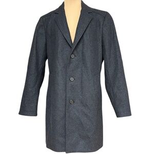 unisex over coat NAUTICA gray wool 63% S 35" long button pockets collar classic